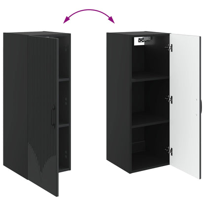 vidaXL Wall-Mounted Cabinet Black 33 x 34.5 x 90 cm Engineered Wood