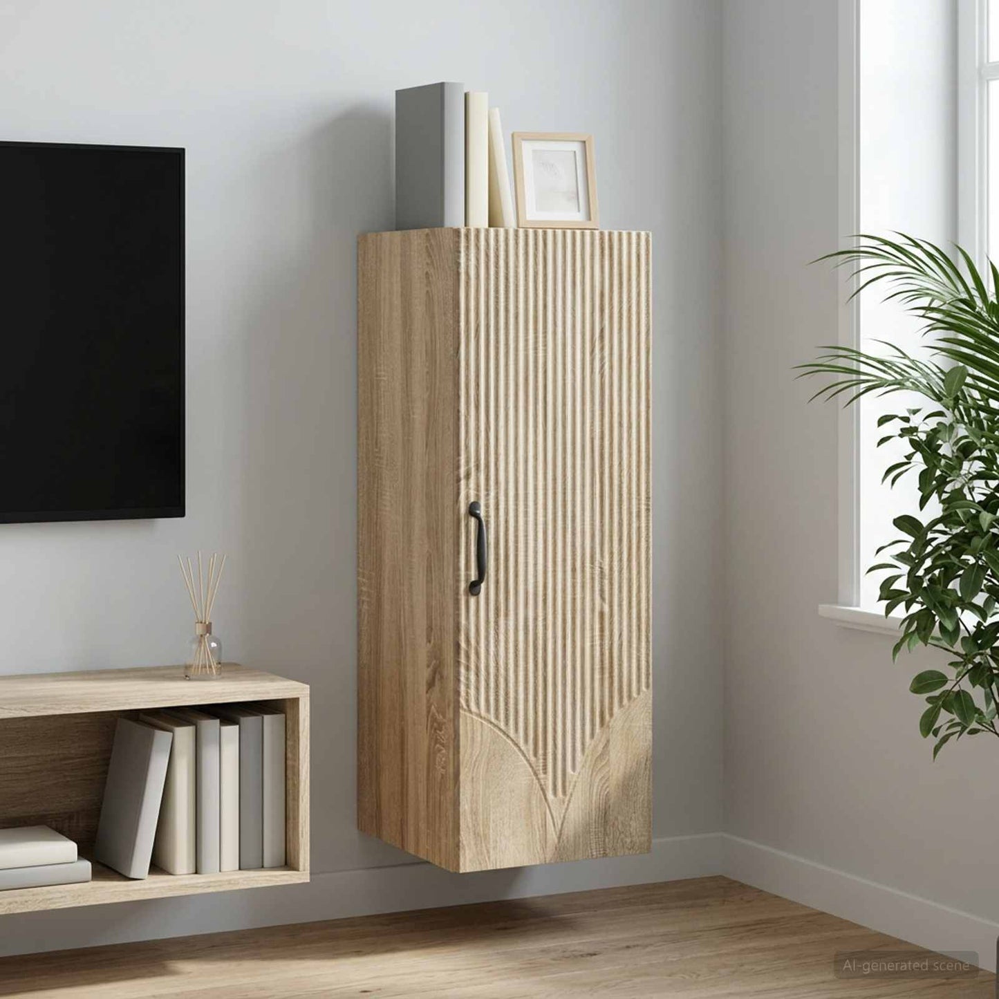 vidaXL Wall-Mounted Cabinet Sonoma Oak 33 x 34.5 x 90 cm