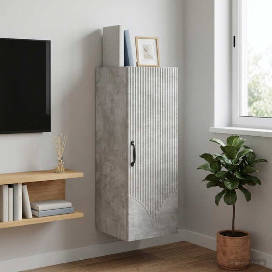 vidaXL Wall-Mounted Cabinet Concrete Grey 33 x 34.5 x 90 cm