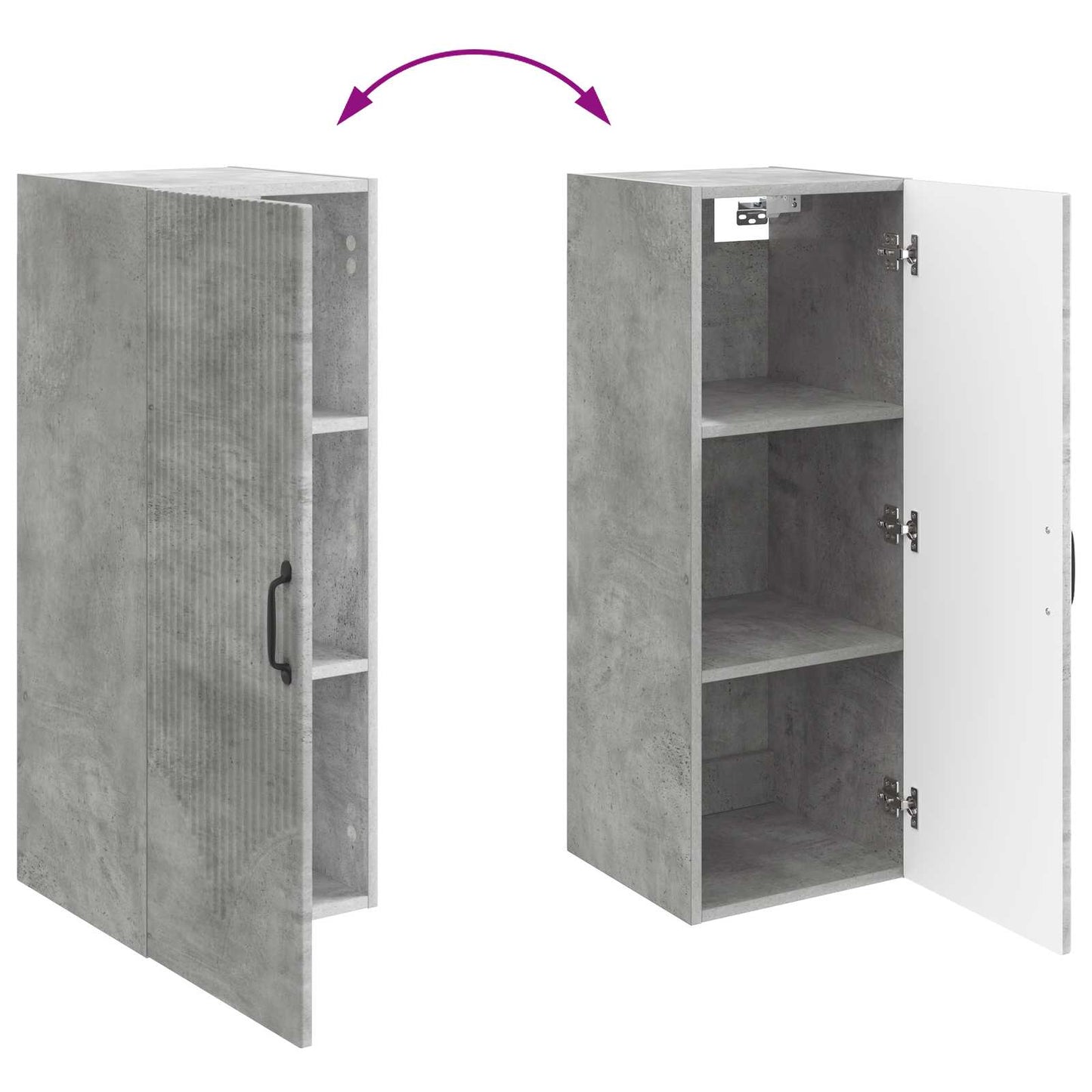vidaXL Wall-Mounted Cabinet Concrete Grey 33 x 34.5 x 90 cm