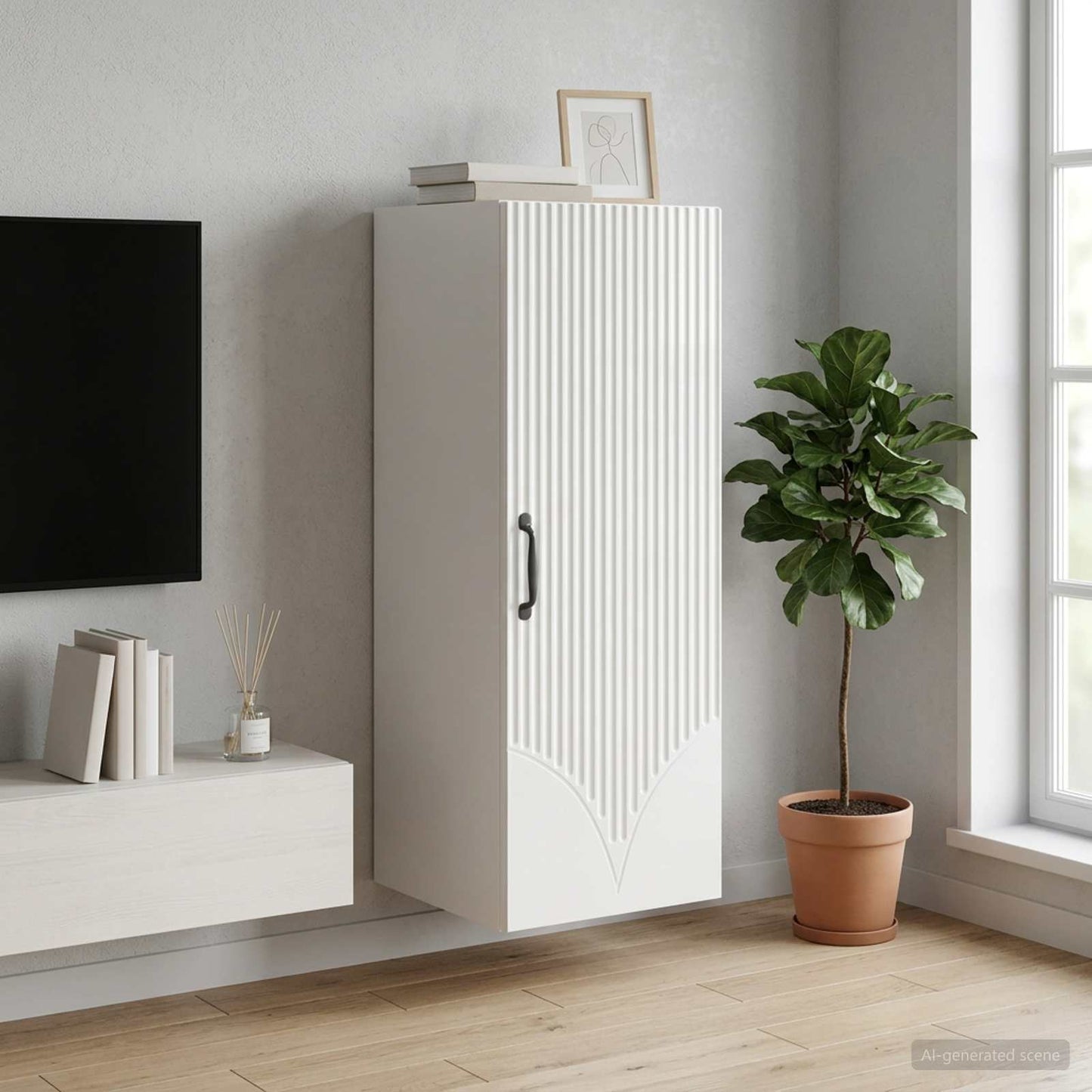 vidaXL Wall-Mounted Cabinet High Gloss White 33 x 34.5 x 90 cm