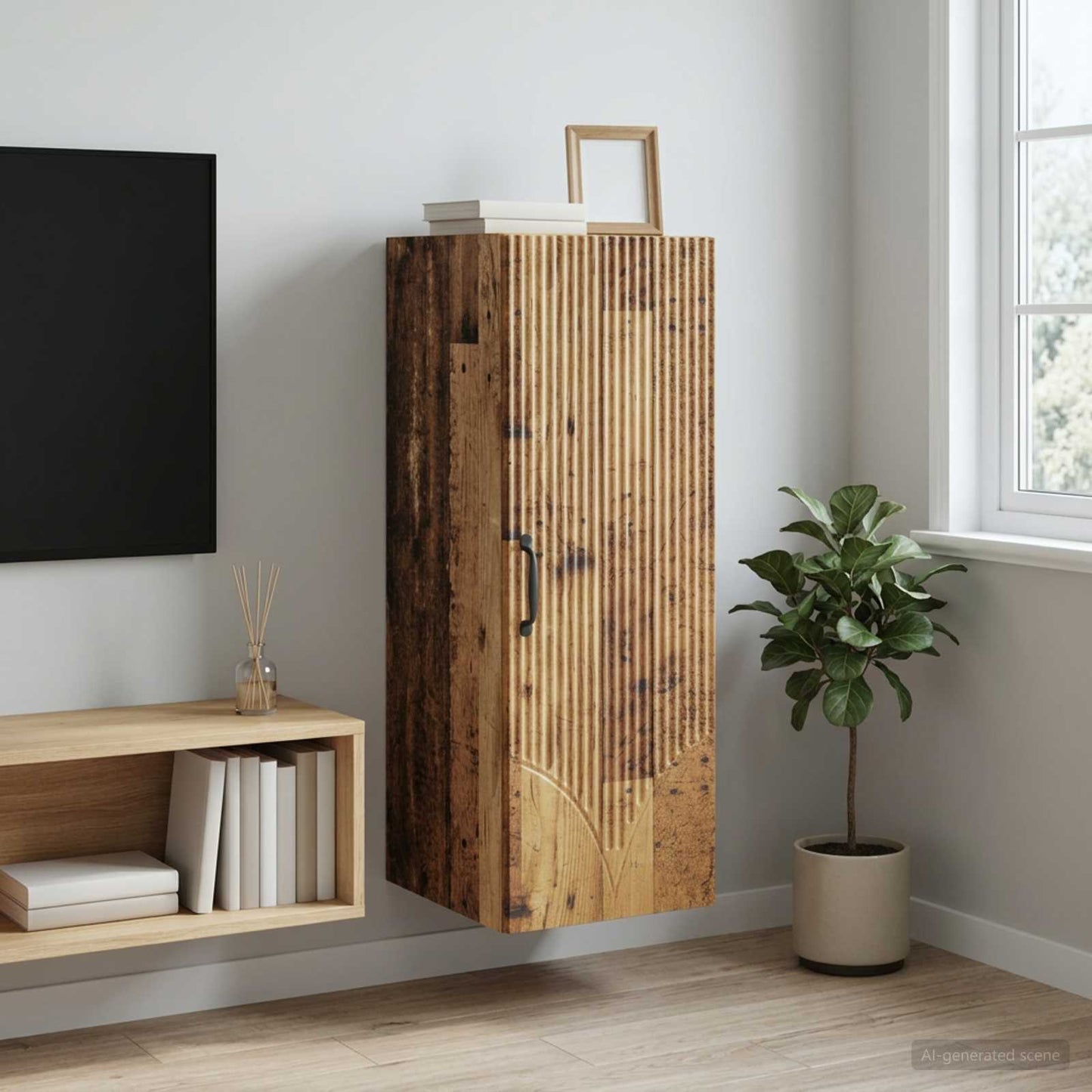 vidaXL Wall-Mounted Cabinet Old Wood 33 x 34.5 x 90 cm Engineered Wood