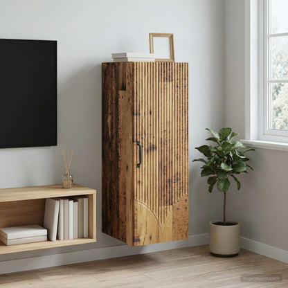 vidaXL Wall-Mounted Cabinet Old Wood 33 x 34.5 x 90 cm Engineered Wood