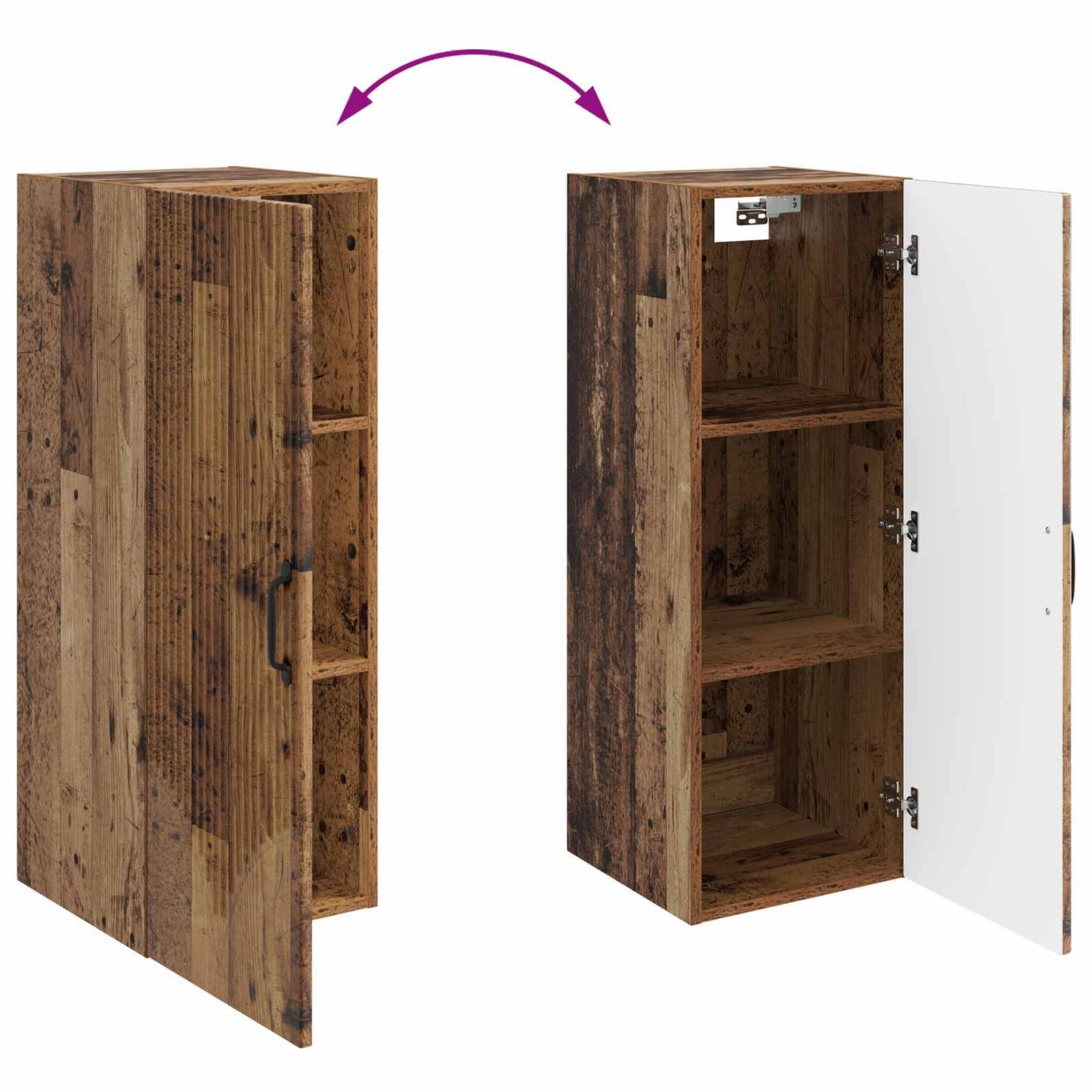 vidaXL Wall-Mounted Cabinet Old Wood 33 x 34.5 x 90 cm Engineered Wood