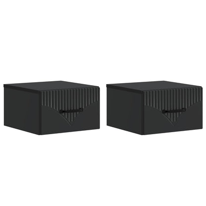 vidaXL Wall-Mounted Bedside Cabinet 2 pcs Black 34.5 x 33 x 20 cm