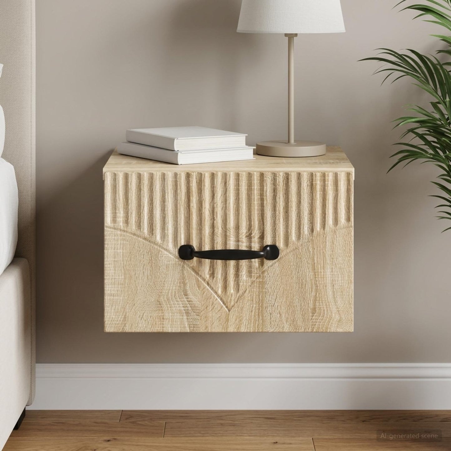 vidaXL Wall-Mounted Bedside Cabinet Sonoma Oak 34.5 x 33 x 20 cm