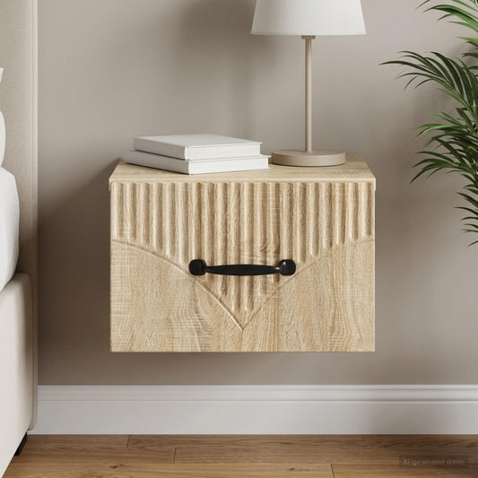 vidaXL Wall-Mounted Bedside Cabinet Sonoma Oak 34.5 x 33 x 20 cm
