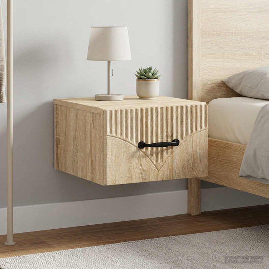 vidaXL Wall-Mounted Bedside Cabinet 2 pcs Sonoma Oak 34.5 x 33 x 20 cm