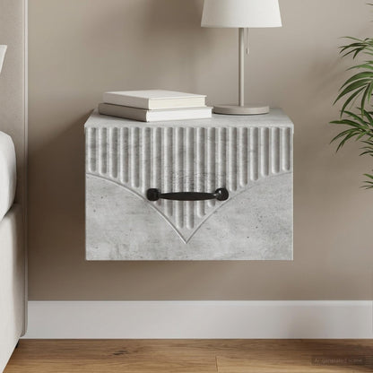 vidaXL Wall-Mounted Bedside Cabinet Concrete Grey 34.5 x 33 x 20 cm
