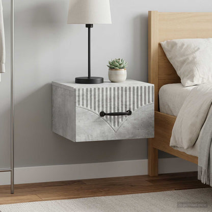 vidaXL Wall-Mounted Bedside Cabinet with Drawer 2 pcs Concrete Grey