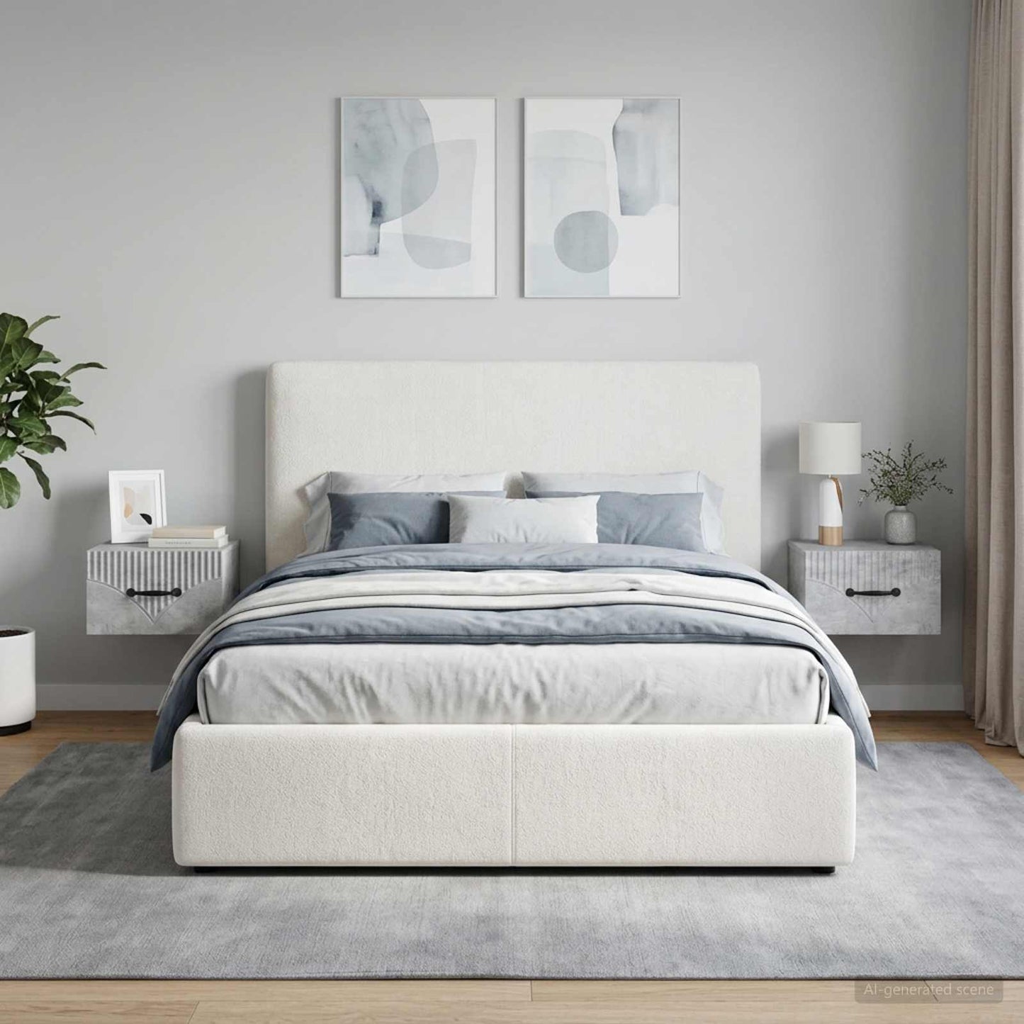 vidaXL Wall-Mounted Bedside Cabinet with Drawer 2 pcs Concrete Grey