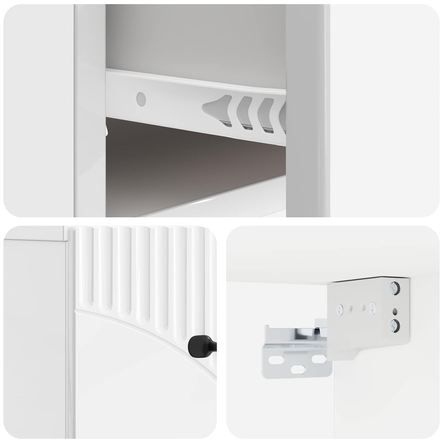 vidaXL Wall-Mounted Bedside Cabinet High Gloss White 34.5 x 33 x 20 cm