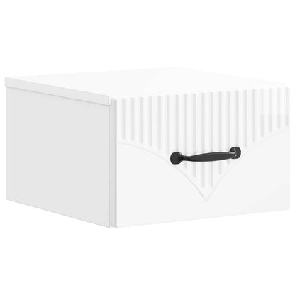 vidaXL Wall-Mounted Bedside Cabinet High Gloss White 34.5 x 33 x 20 cm