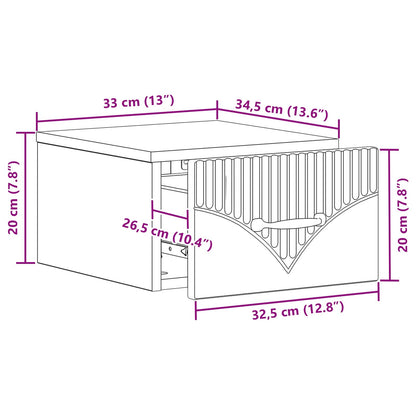 vidaXL Wall-Mounted Bedside Cabinet High Gloss White 34.5 x 33 x 20 cm