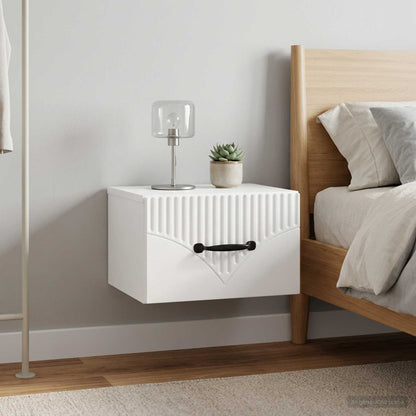 vidaXL Wall-Mounted Bedside Cabinet with Drawer 2 pcs High Gloss White
