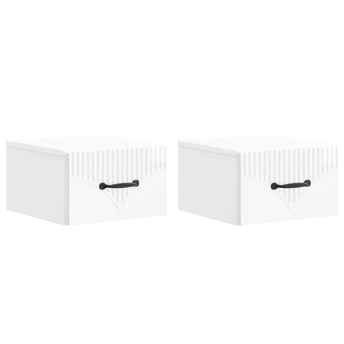 vidaXL Wall-Mounted Bedside Cabinet 2 pcs High Gloss White