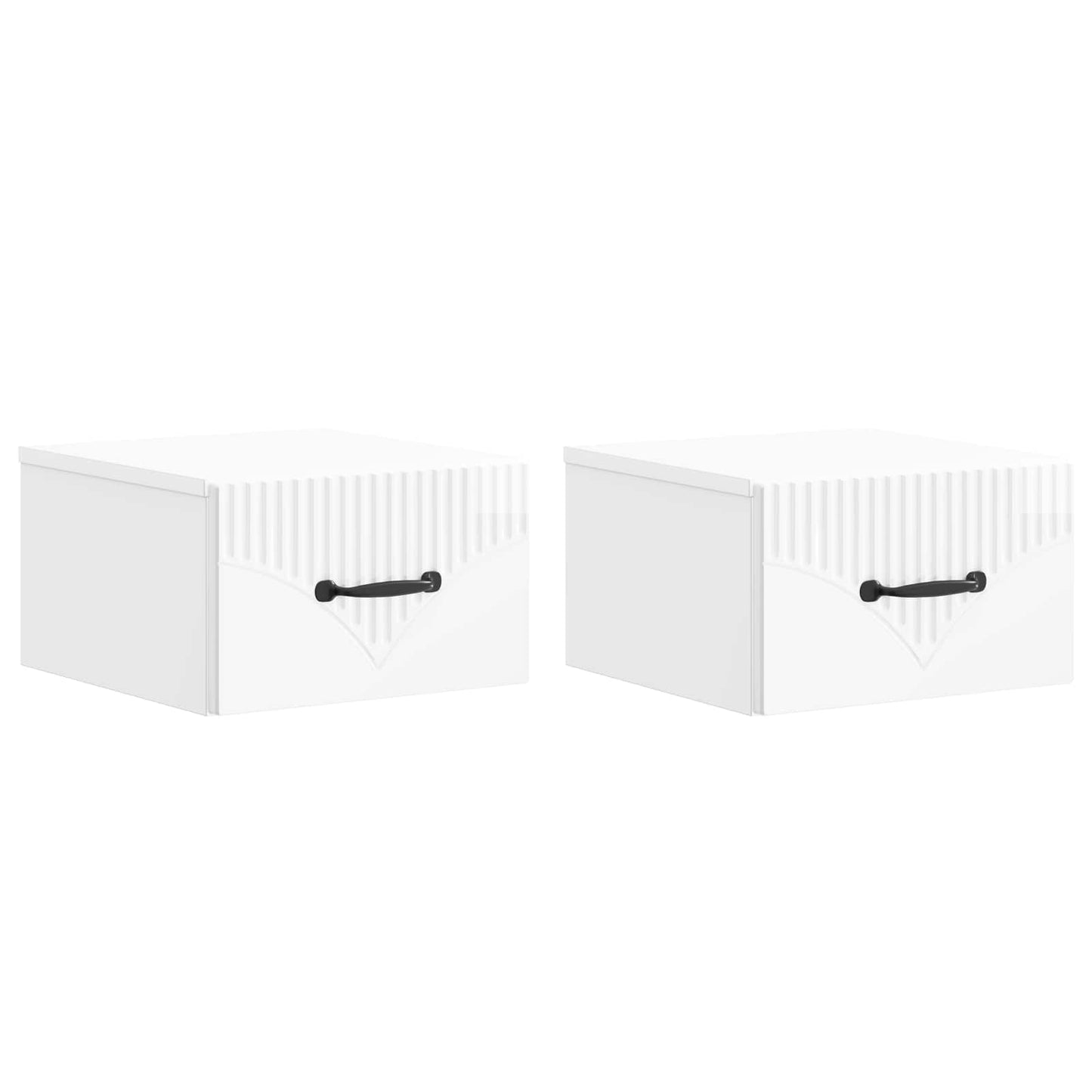 vidaXL Wall-Mounted Bedside Cabinet with Drawer 2 pcs High Gloss White