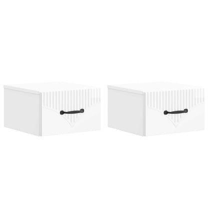 vidaXL Wall-Mounted Bedside Cabinet with Drawer 2 pcs High Gloss White