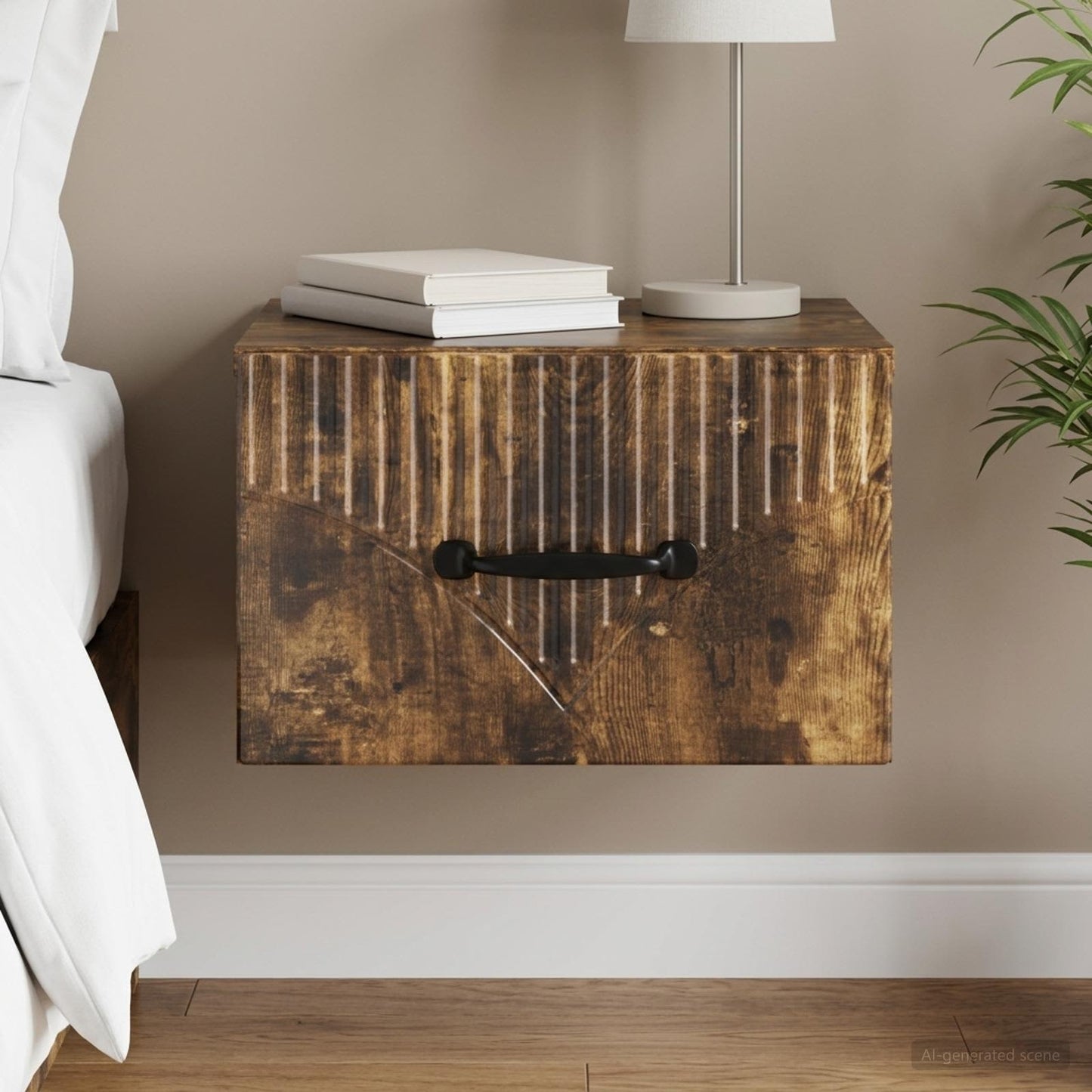 vidaXL Wall-Mounted Bedside Cabinet Smoked Oak 34.5 x 33 x 20 cm