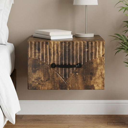 vidaXL Wall-Mounted Bedside Cabinet Smoked Oak 34.5 x 33 x 20 cm