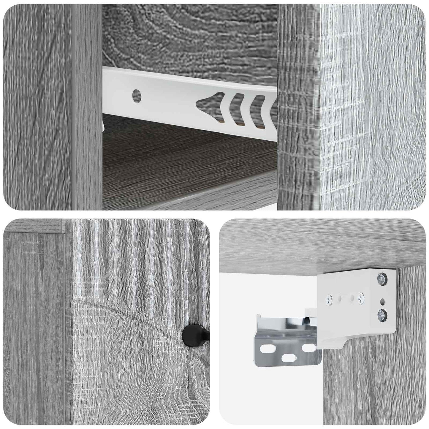 vidaXL Wall-Mounted Bedside Cabinet Grey Sonoma 34.5 x 33 x 20 cm