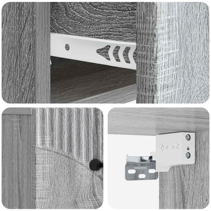 vidaXL Wall-Mounted Bedside Cabinet Grey Sonoma 34.5 x 33 x 20 cm