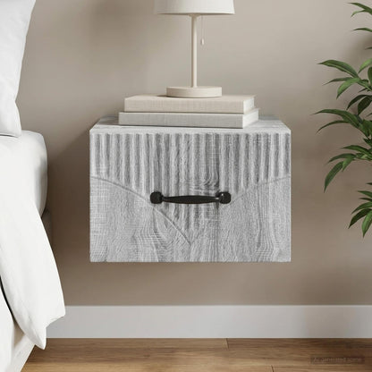 vidaXL Wall-Mounted Bedside Cabinet Grey Sonoma 34.5 x 33 x 20 cm