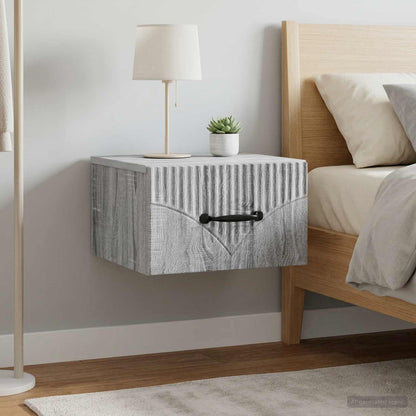 vidaXL Wall-Mounted Bedside Cabinet 2 pcs Grey Sonoma Engineered Wood