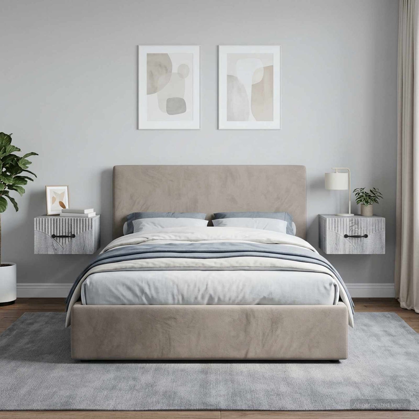 vidaXL Wall-Mounted Bedside Cabinet 2 pcs Grey Sonoma Engineered Wood