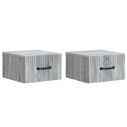 vidaXL Wall-Mounted Bedside Cabinet 2 pcs Grey Sonoma