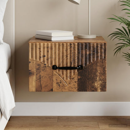 vidaXL Wall-Mounted Bedside Cabinet Old Wood 34.5 x 33 x 20 cm