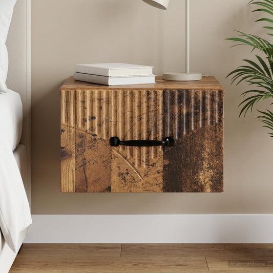 vidaXL Wall-Mounted Bedside Cabinet Old Wood 34.5 x 33 x 20 cm