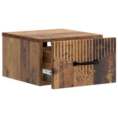vidaXL Wall-Mounted Bedside Cabinet Old Wood 34.5 x 33 x 20 cm