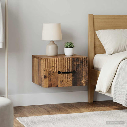 vidaXL Wall-Mounted Bedside Cabinet 2 pcs Old Wood 34.5 x 33 x 20 cm