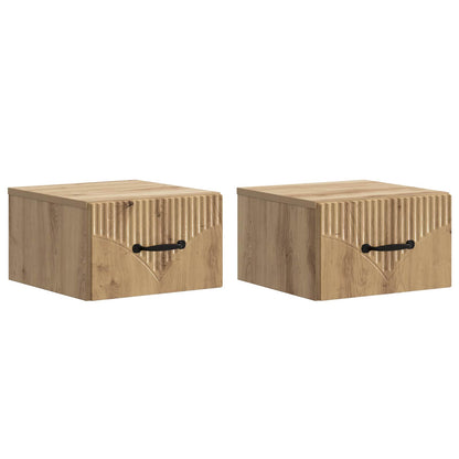 vidaXL Wall-Mounted Bedside Cabinet 2 pcs Artisan Oak