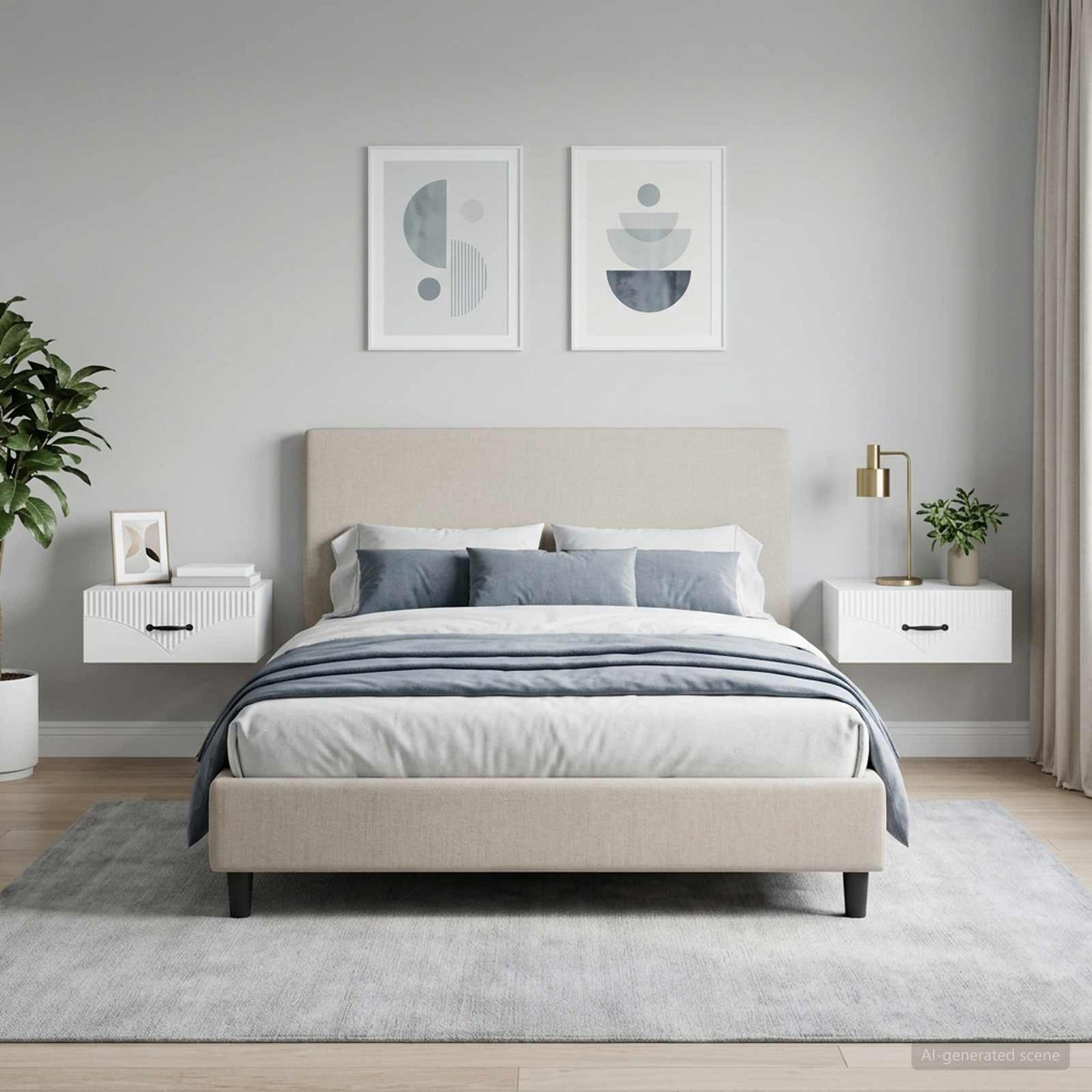 vidaXL Wall-Mounted Bedside Cabinet 2 pcs White 49 x 34.5 x 20 cm