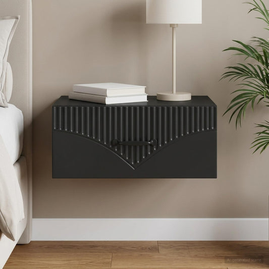 vidaXL Wall-Mounted Bedside Cabinet Black 49 x 34.5 x 20 cm
