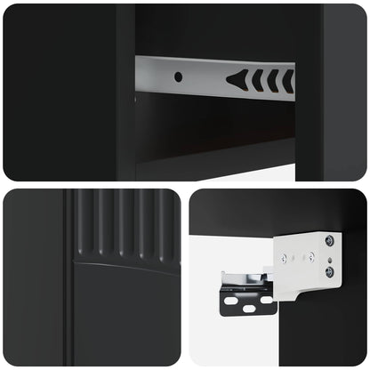 vidaXL Wall-Mounted Bedside Cabinet 2 pcs Black 49 x 34.5 x 20 cm