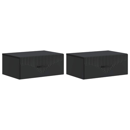 vidaXL Wall-Mounted Bedside Cabinet 2 pcs Black 49 x 34.5 x 20 cm