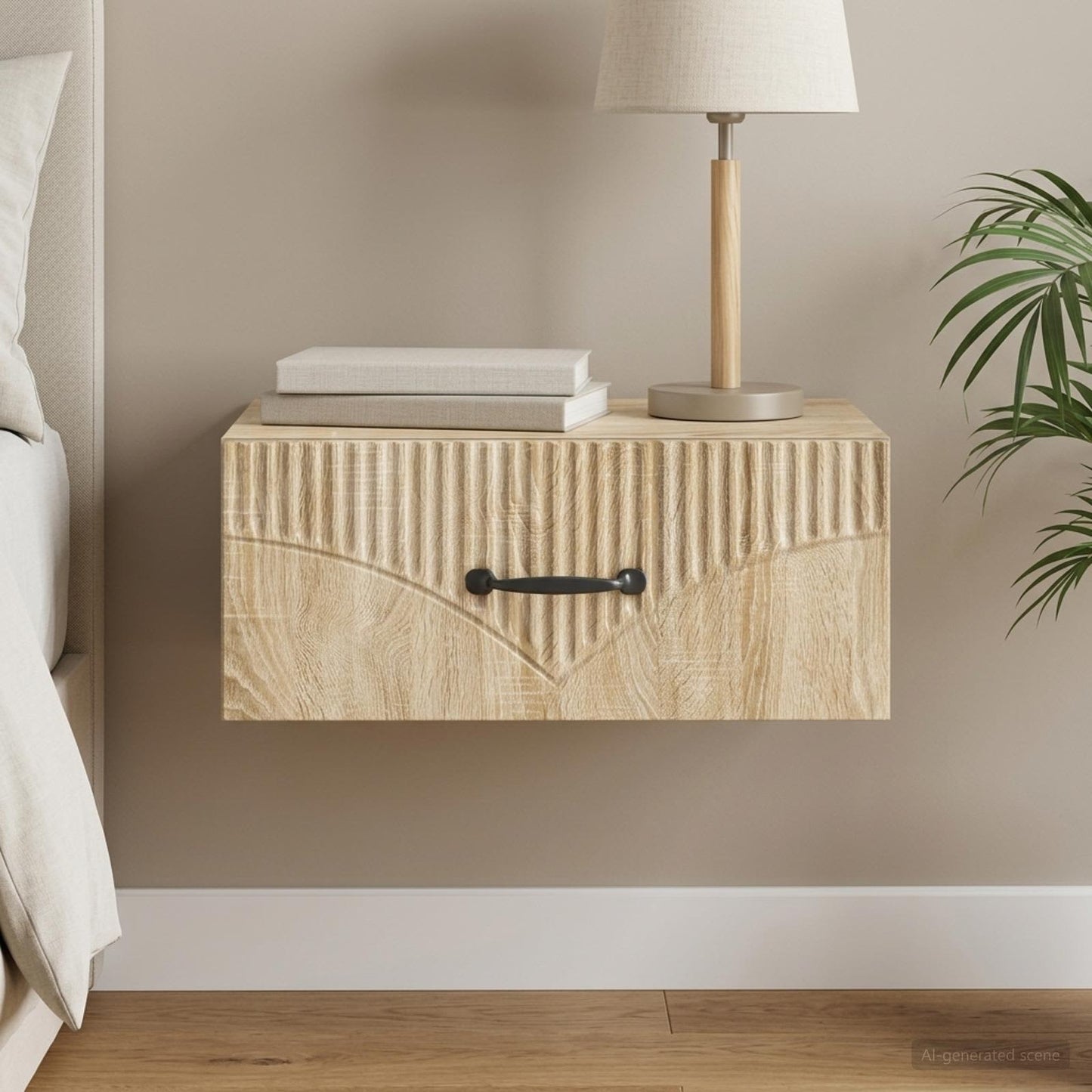 vidaXL Wall-Mounted Bedside Cabinet Sonoma Oak 49 x 34.5 x 20 cm