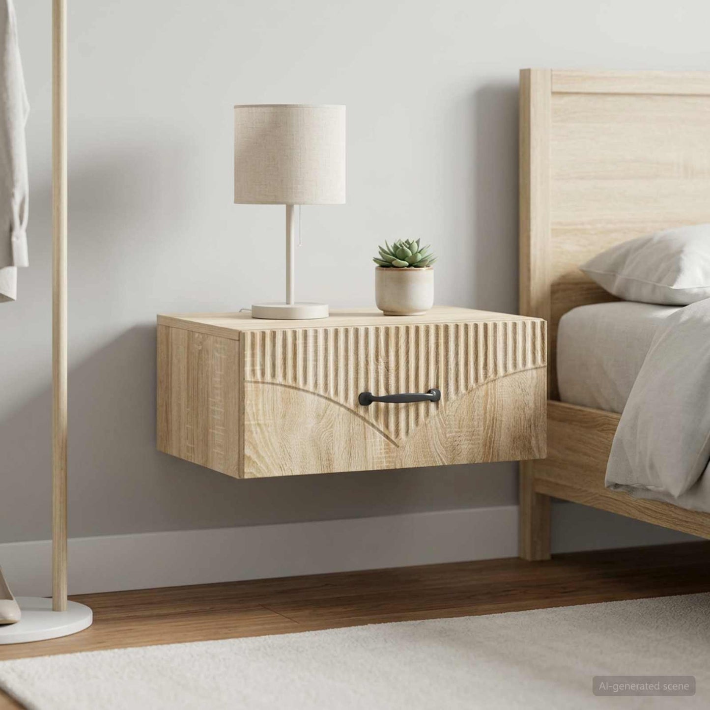 vidaXL Wall-Mounted Bedside Cabinet 2 pcs Sonoma Oak 49 x 34.5 x 20 cm