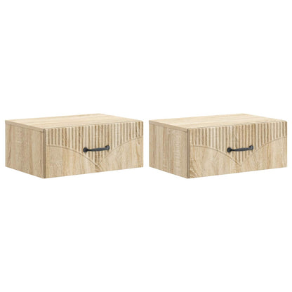 vidaXL Wall-Mounted Bedside Cabinet 2 pcs Sonoma Oak 49 x 34.5 x 20 cm