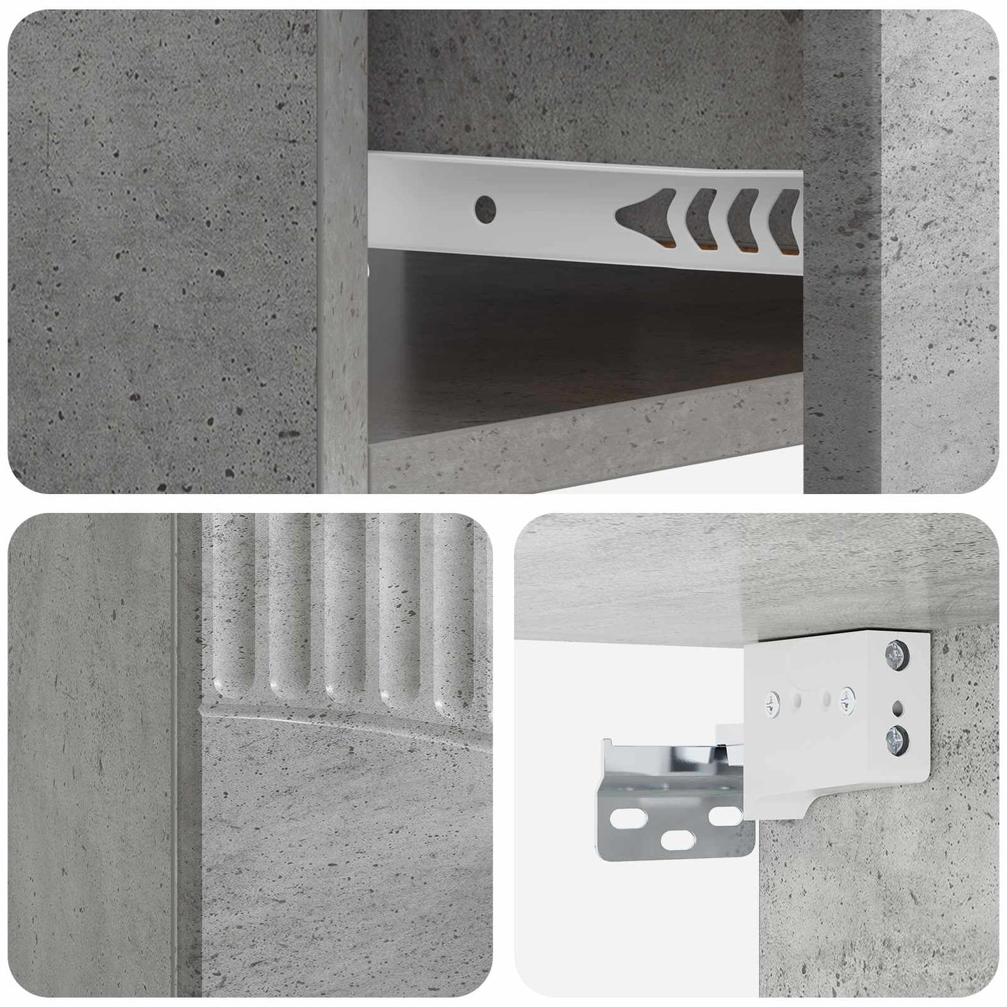 vidaXL Wall-Mounted Bedside Cabinet Concrete Grey 49 x 34.5 x 20 cm