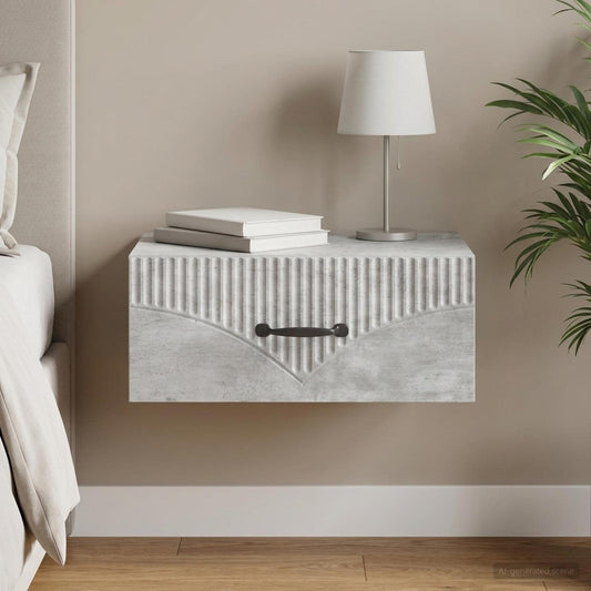 vidaXL Wall-Mounted Bedside Cabinet Concrete Grey 49 x 34.5 x 20 cm