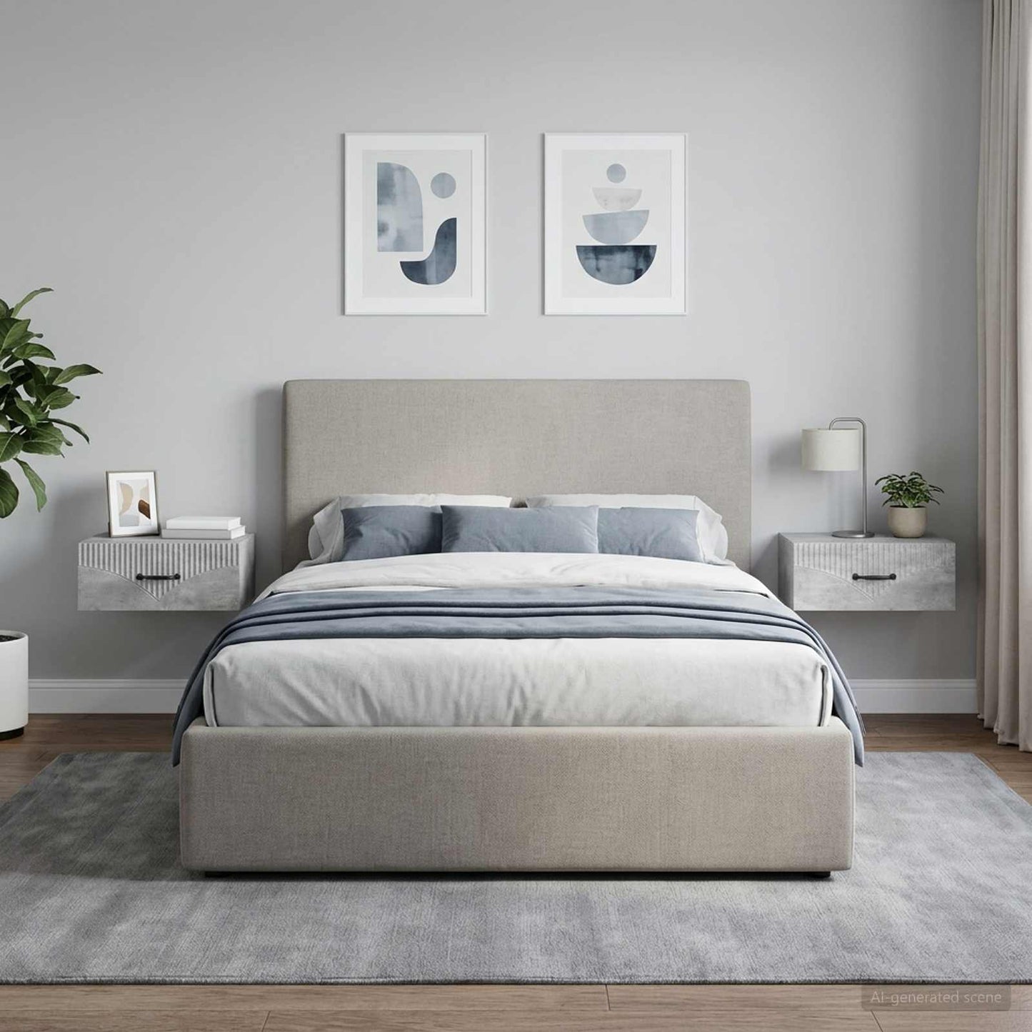 vidaXL Wall-Mounted Bedside Cabinet with Drawer 2 pcs Concrete Grey