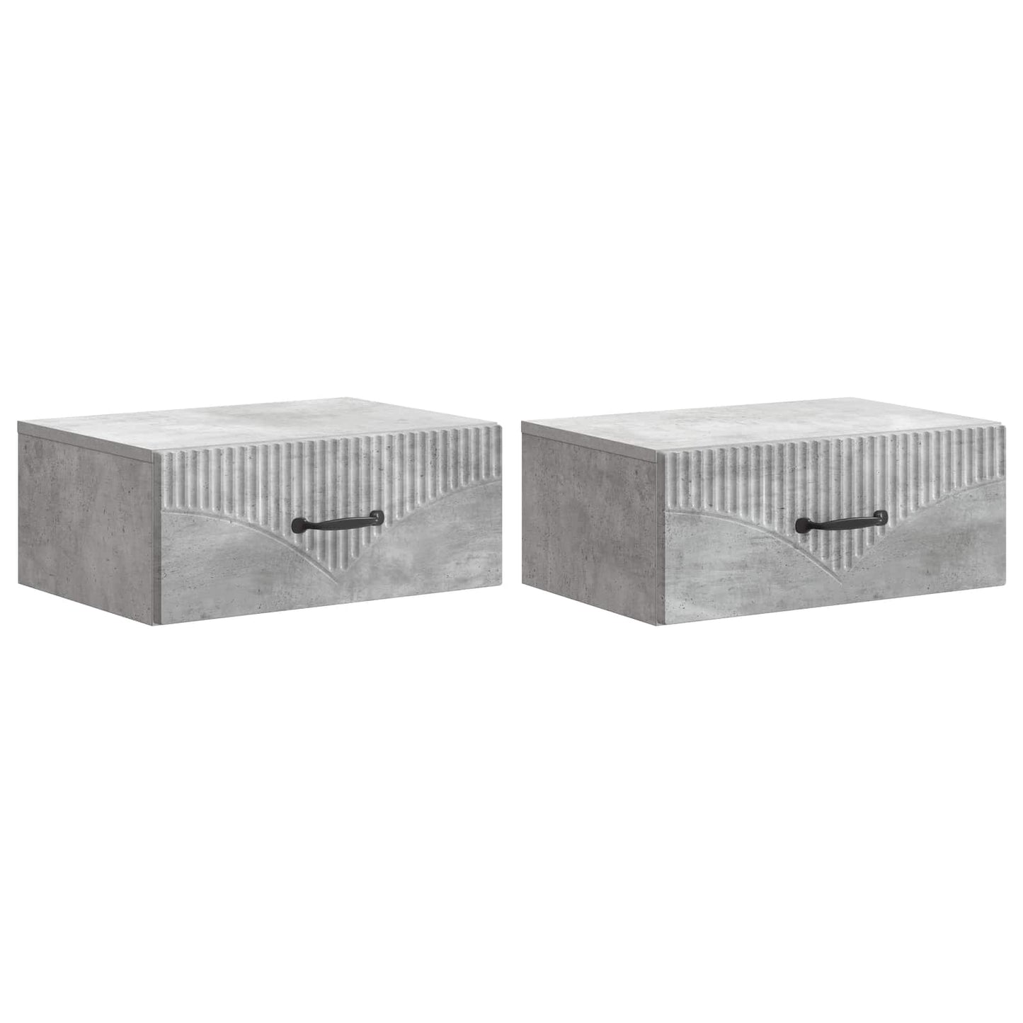 vidaXL Wall-Mounted Bedside Cabinet with Drawer 2 pcs Concrete Grey