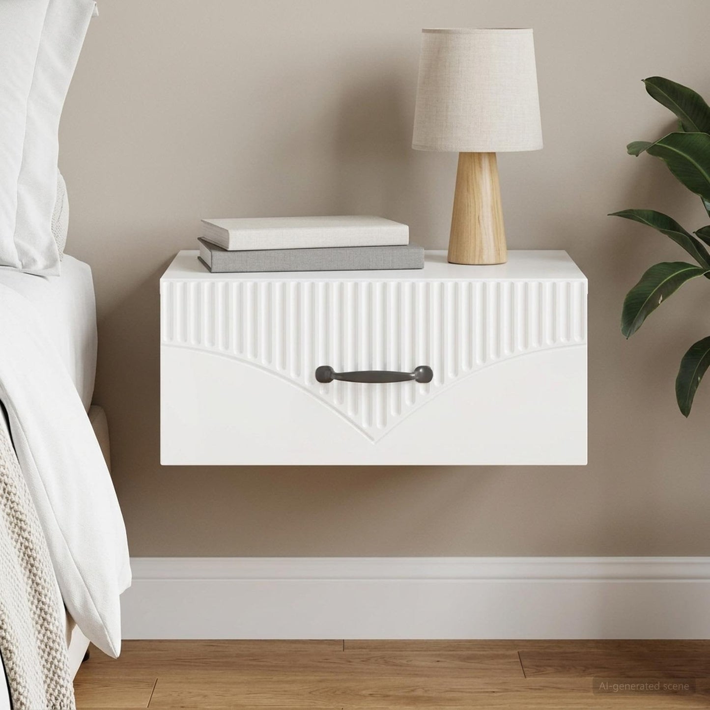vidaXL Wall-Mounted Bedside Cabinet High Gloss White 49 x 34.5 x 20 cm