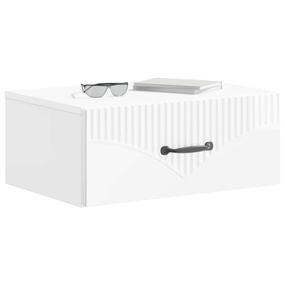 vidaXL Wall-Mounted Bedside Cabinet High Gloss White 49 x 34.5 x 20 cm