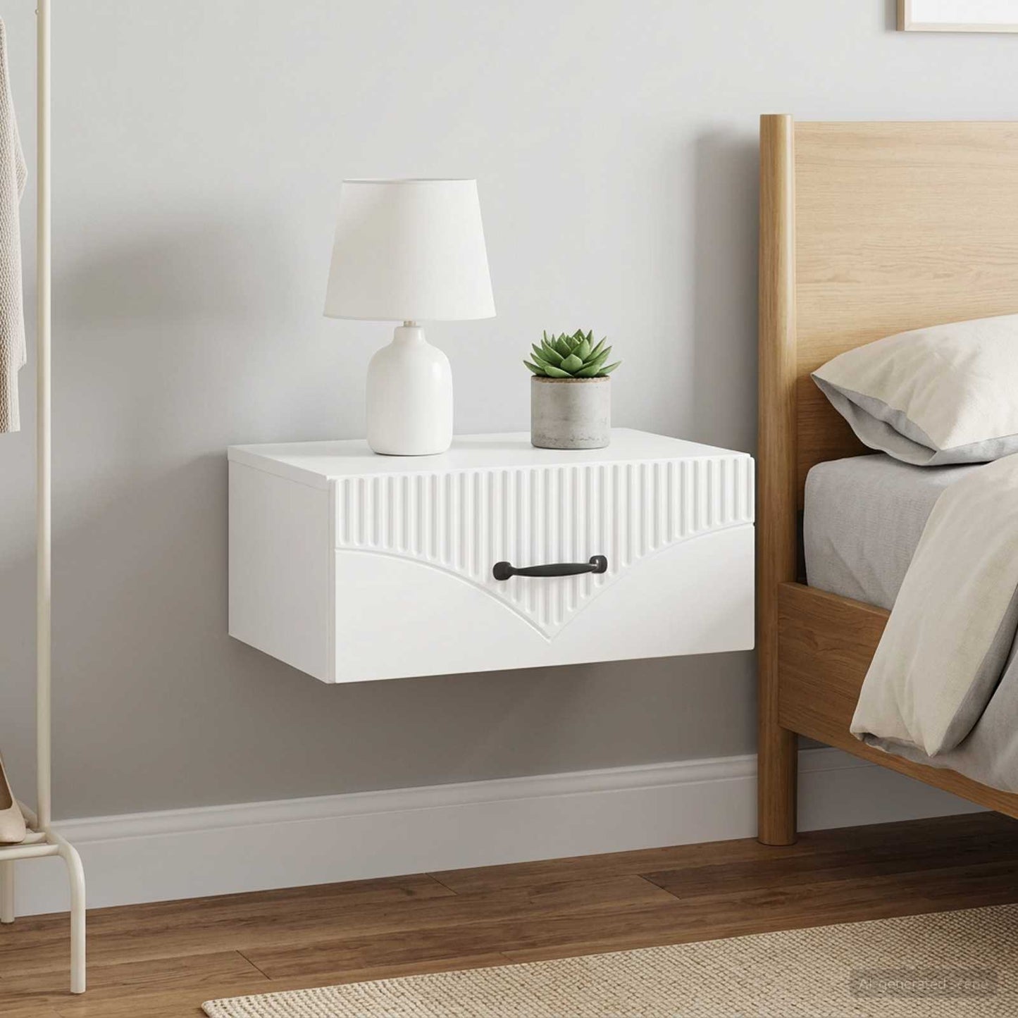 vidaXL Wall-Mounted Bedside Cabinet with Drawer 2 pcs High Gloss White