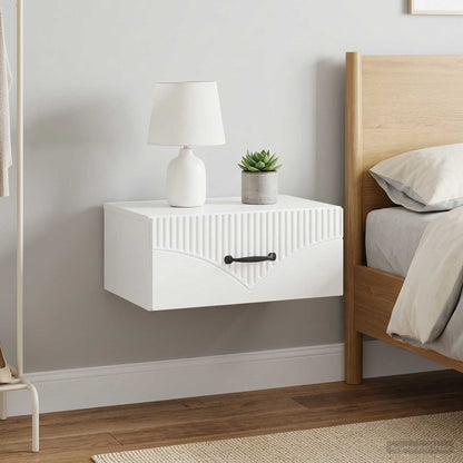 vidaXL Wall-Mounted Bedside Cabinet with Drawer 2 pcs High Gloss White